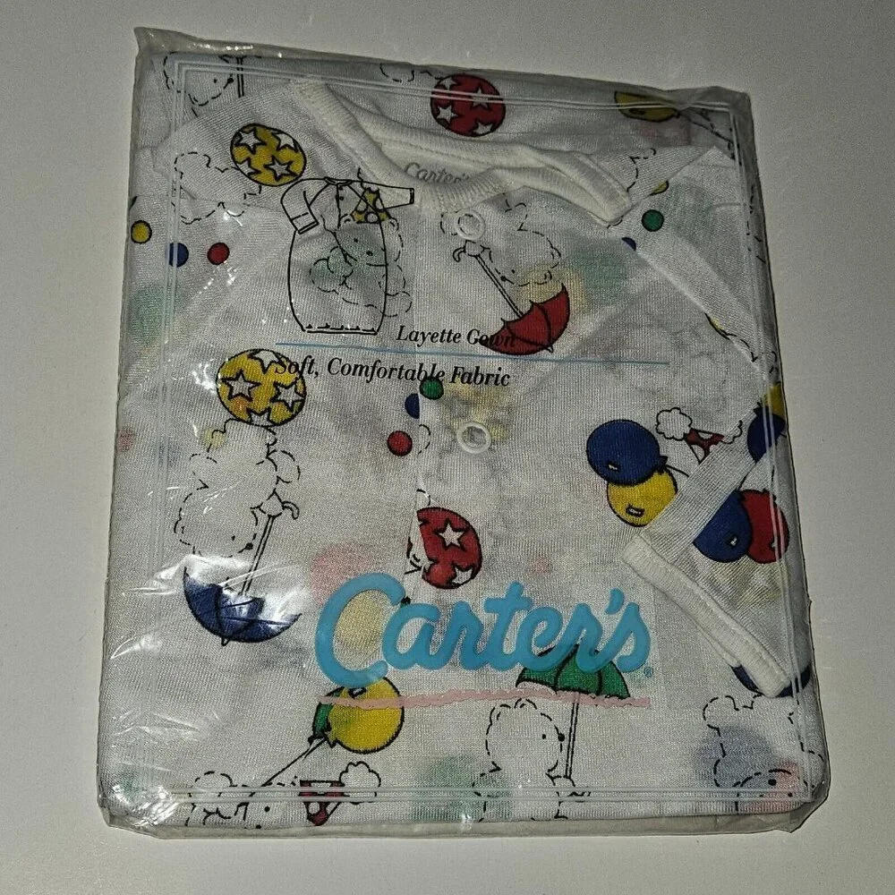 2 VTG NOS Carter's Bear Ball Balloon Lot Layette Gown Hooded Towel NEW/SEALED